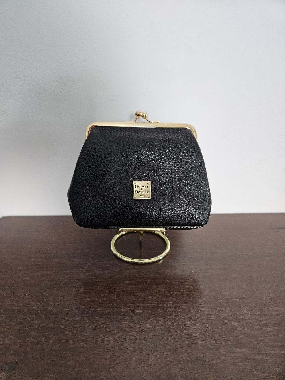 Dooney & Bourke Black Pebbled Leather Handbag - Gold Hardware